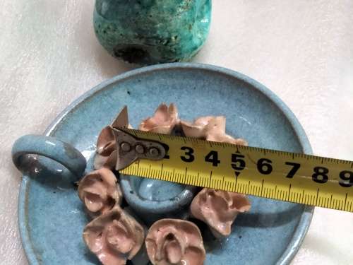 Candle holders -1 PINK Roses+1 Plain Pottery LOOK At My BUY NOW listings NO WAITING