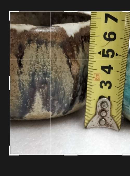 VASE- pottery Drip glaze beautiful wire to hold flowers LOOK At All My BUY NOW listings NO WAITING