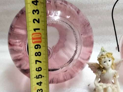 3  *VASE1 ribbed Glass China Pink +1Glass holder has metal handle butterfly on1ceramic small Fairy