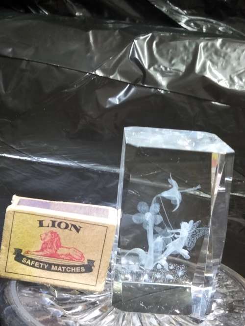 3 D lead Crystal Sculpture Fairy Swinging in garden Smaller Balarina +Dolphins ALL ONE BID