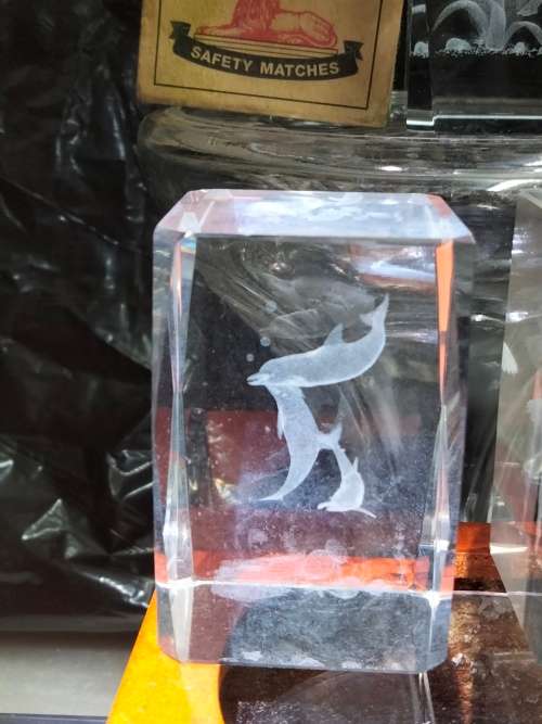 3 D lead Crystal Sculpture Fairy Swinging in garden Smaller Balarina +Dolphins ALL ONE BID