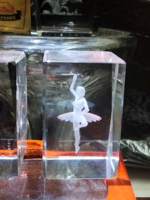 3 D lead Crystal Sculpture Fairy Swinging in garden Smaller Balarina +Dolphins ALL ONE BID