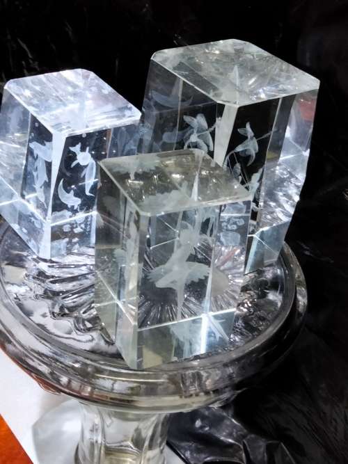 3 D lead Crystal Sculpture Fairy Swinging in garden Smaller Balarina +Dolphins ALL ONE BID