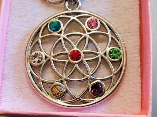 Necklace Celtic knot ACROSTIC message colour of gems spells out love message modern vintage style
