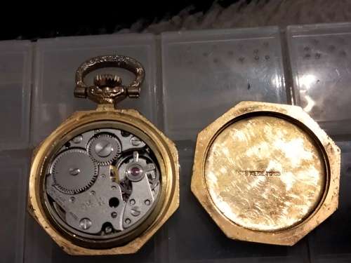 Watch -  not working*Pendant Jogmar has gold tone base metal back has enamel flower1 jewel swiss
