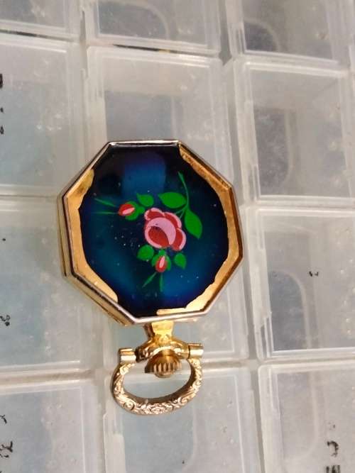 Watch -  not working*Pendant Jogmar has gold tone base metal back has enamel flower1 jewel swiss