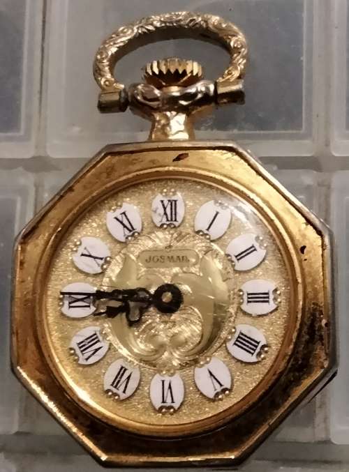 Watch -  not working*Pendant Jogmar has gold tone base metal back has enamel flower1 jewel swiss