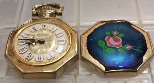 Watch -  not working*Pendant Jogmar has gold tone base metal back has enamel flower1 jewel swiss