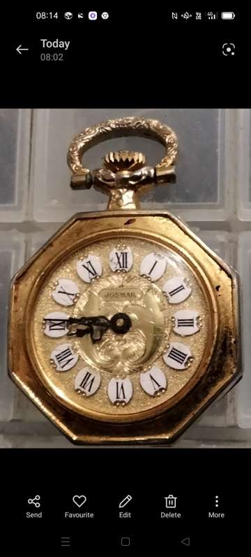 Watch -  not working*Pendant Jogmar has gold tone base metal back has enamel flower1 jewel swiss