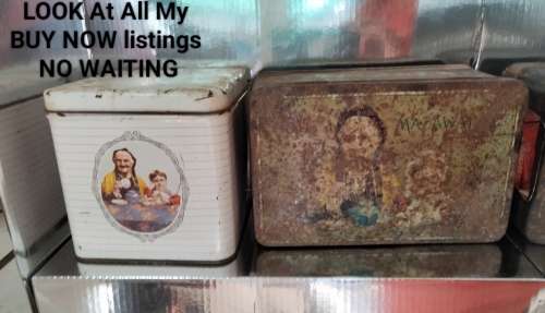 2 Mazawattee Tea Tins distressed *Look At My BUY NOW Listing*NO WAITING