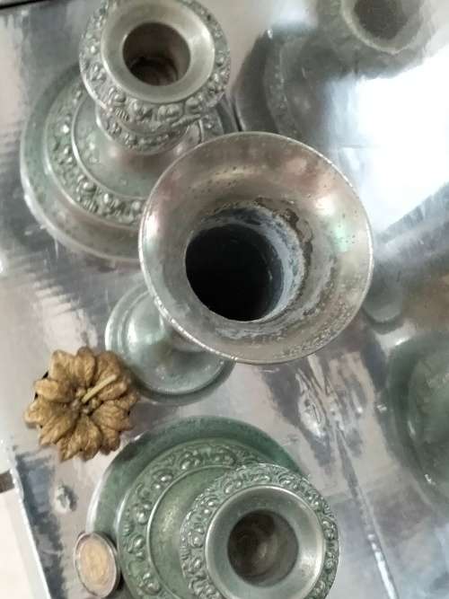 3 plated items 2 candle sticks Holders +1 Vase Look at my Buy Now listings No Waiting