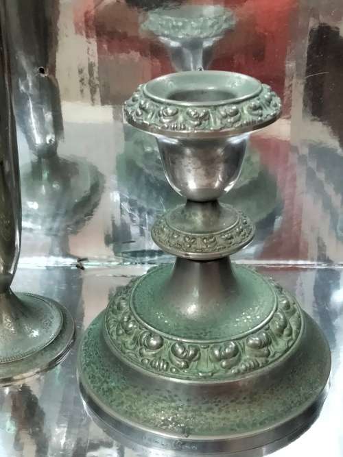 3 plated items 2 candle sticks Holders +1 Vase Look at my Buy Now listings No Waiting