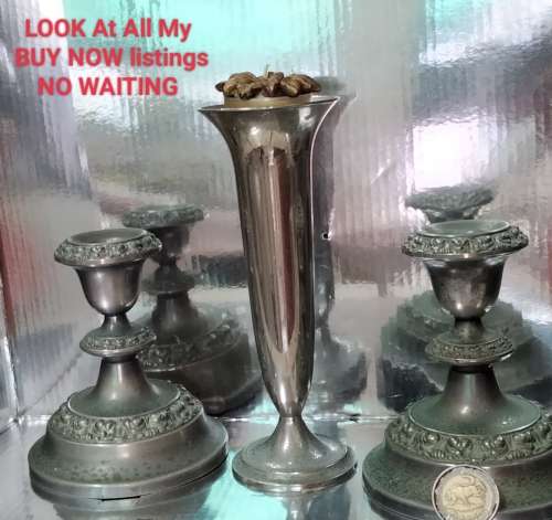 3 plated items 2 candle sticks Holders +1 Vase Look at my Buy Now listings No Waiting