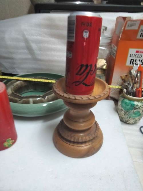 Large OAK CANDLE HOLDER beautiful TURNED LOOK at MY BUY NOW listings *NO WAITING*