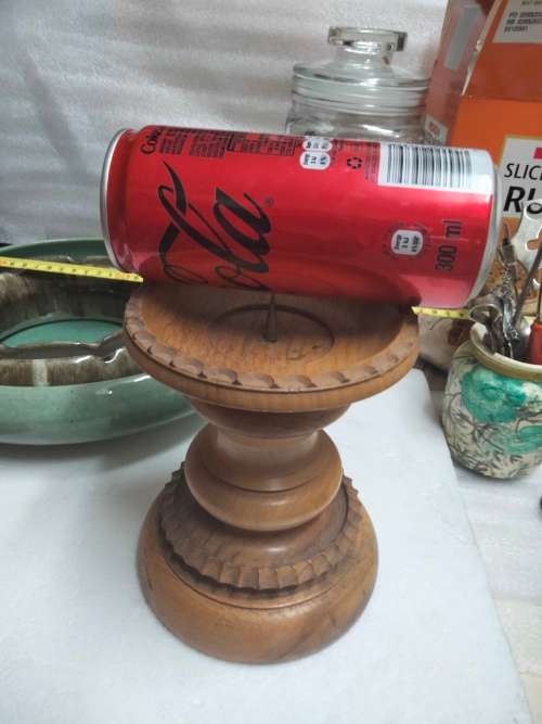 Large OAK CANDLE HOLDER beautiful TURNED LOOK at MY BUY NOW listings *NO WAITING*