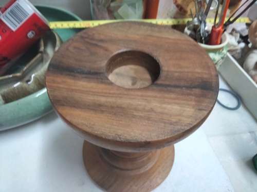 Large OAK CANDLE HOLDER beautiful TURNED LOOK at MY BUY NOW listings *NO WAITING*