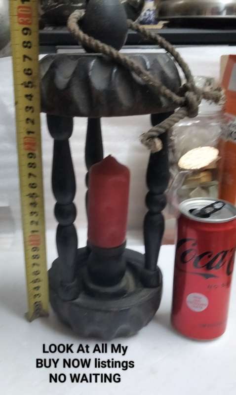 Lantern Candle holder BIG hand carved 692gr finial rope columns