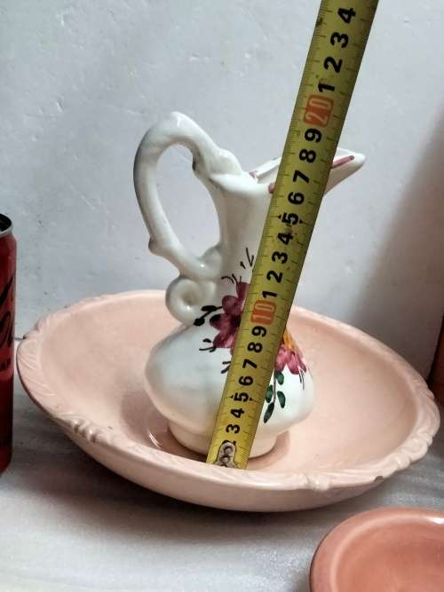 3 Lovely Vintage Ceramic 1 VASE or SHALLOW BOWL 1JUG + 1SMALL DISH  Read chips crazing