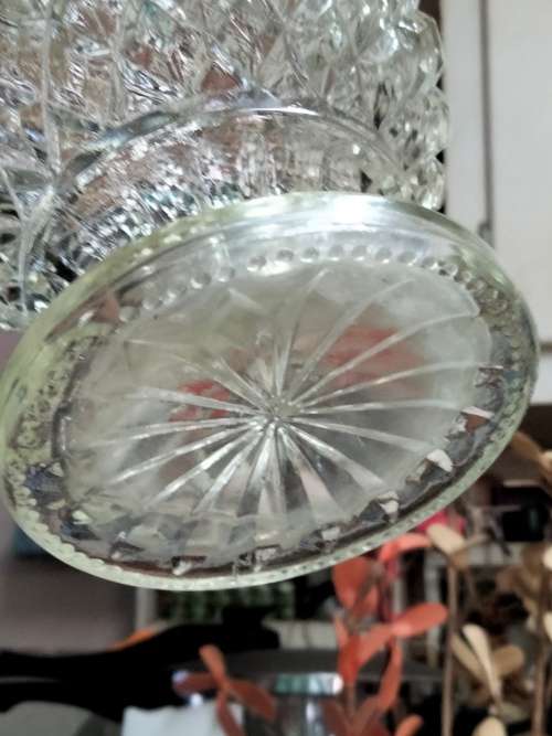 Claret Decanter Prescut Lead Crystal Metal ScrollHANDLE spout EmbossedLOOK At My BUY NOW*NO WAITING