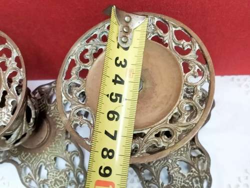 2 ELWECO Ornate Intricate Scrolls Embossed designBRASS CANDLE HOLDER 922  - DECORATIVE