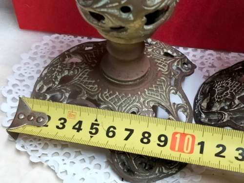 2 ELWECO Ornate Intricate Scrolls Embossed designBRASS CANDLE HOLDER 922  - DECORATIVE