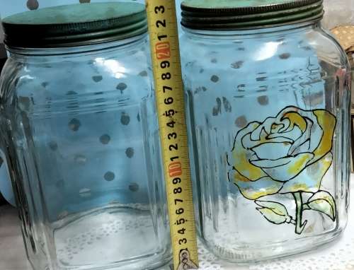 1 Sweeties Glass Bottles + Green Tin lid HOOSIER  Bid for 1 - Available 2 at My Buy Now-No Waiting