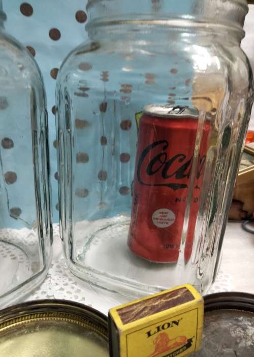1 Sweeties Glass Bottles + Green Tin lid HOOSIER  Bid for 1 - Available 2 at My Buy Now-No Waiting