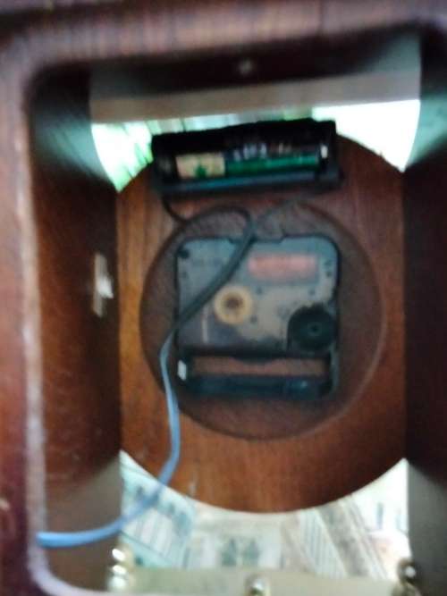 Blessing CLOCK in wood case battery operated clock no mechanism bottom part works