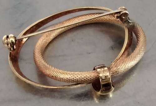 BROOCH Celtic Love KNOT Vintage ROLLED GOLD stamped1O/OOO BROOCH2CIRCLES Textured Smooth Circles