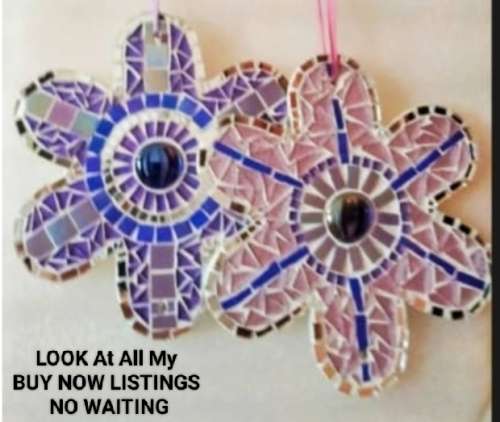 Mirror Mosaic 2 Flowers Hanging  Look at My BUY NOW Listings*No WAITING