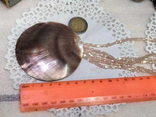 Necklace -STATEMENT MOTHER of Pearl Pendant beads Sea OrLOOK at My BUY NOW Listings NO WAITING