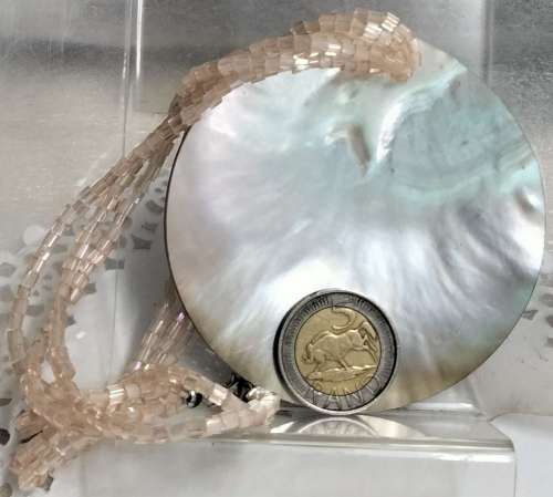 Necklace -STATEMENT MOTHER of Pearl Pendant beads Sea OrLOOK at My BUY NOW Listings NO WAITING
