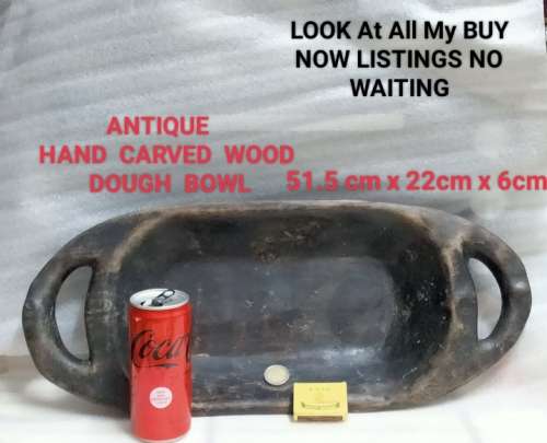 RARE - ethnic ANTIQUE Hand Carved  Wood DOUGH Bowl from 1 piece wood highly collectable