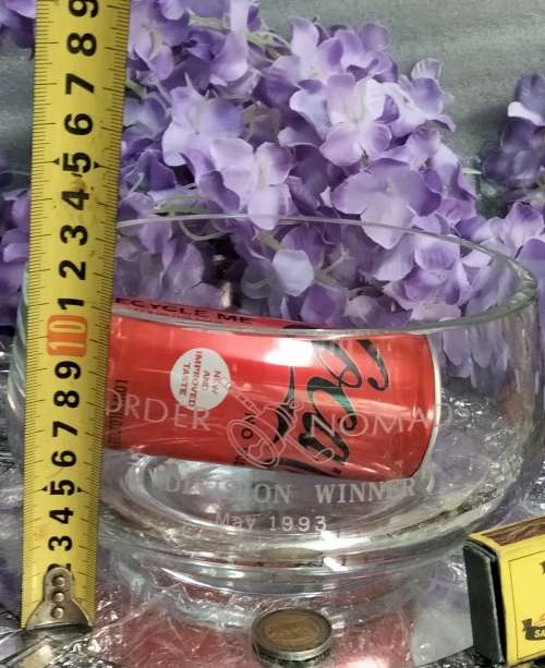 VASE Lead Crystal clear GLASS .only script on on side  LOOK At All My BUY NOW LISTINGS NO WAITING