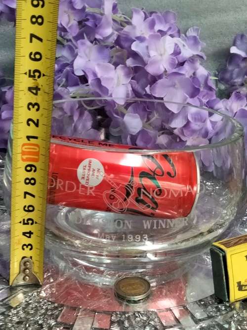 VASE Lead Crystal clear GLASS .only script on on side  LOOK At All My BUY NOW LISTINGS NO WAITING