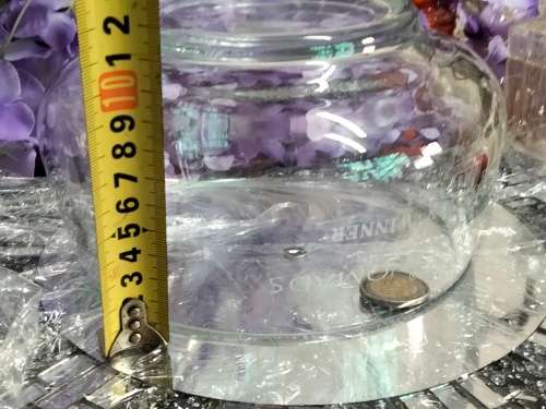 VASE Lead Crystal clear GLASS .only script on on side  LOOK At All My BUY NOW LISTINGS NO WAITING