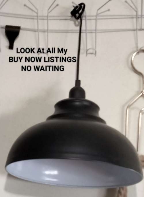 Enamel ceiling light black  and white interior Look At My BUY NOW listings NO WAITING