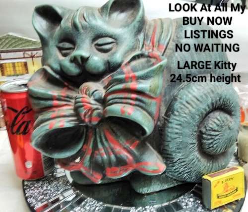 LARGE Vintage ceramic CAT figurine height 24 cm  LOOK At My BUY NOW LISTINGS NO WAITING