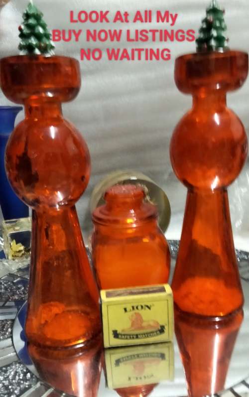 3Glass 2 Candle holder CandleOrTea lightOrVASE Spain+Jar candleIn*LOOKatMyBUYNOW LISTINGsNO WAITING