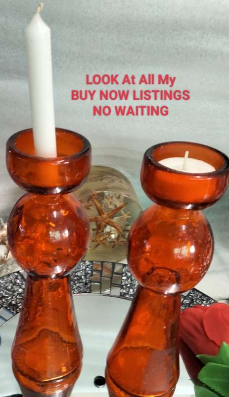 3Glass 2 Candle holder CandleOrTea lightOrVASE Spain+Jar candleIn*LOOKatMyBUYNOW LISTINGsNO WAITING