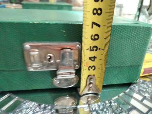 Jewelry Box Green Shagreen red inside hinged tray LOOK At my BUY NOW listings NO WAITING