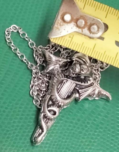 Celtic style STEEL DRAGON SWORD PENDANT+Neck Chain Silver Tone LOOK at My BUY NOW Listing NO WAITING