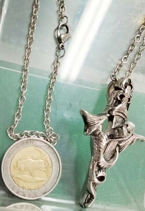 Celtic style STEEL DRAGON SWORD PENDANT+Neck Chain Silver Tone LOOK at My BUY NOW Listing NO WAITING