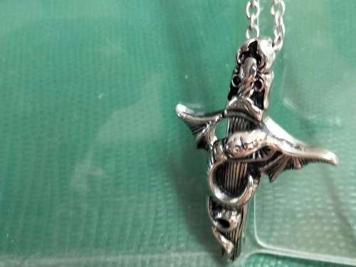 Celtic style STEEL DRAGON SWORD PENDANT+Neck Chain Silver Tone LOOK at My BUY NOW Listing NO WAITING