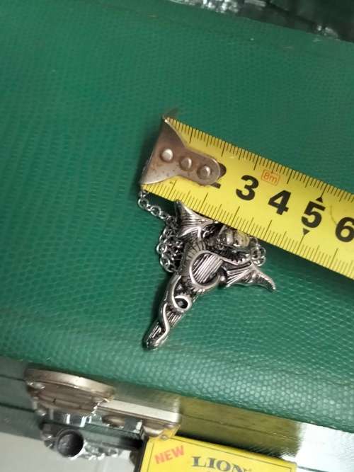 Celtic style STEEL DRAGON SWORD PENDANT+Neck Chain Silver Tone LOOK at My BUY NOW Listing NO WAITING