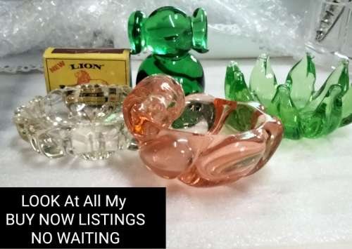 3 small  MURANO-decorative glass Pin Trays + 1 Animal -all for one bid