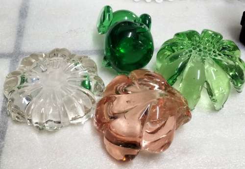 3 small  MURANO-decorative glass Pin Trays + 1 Animal -all for one bid