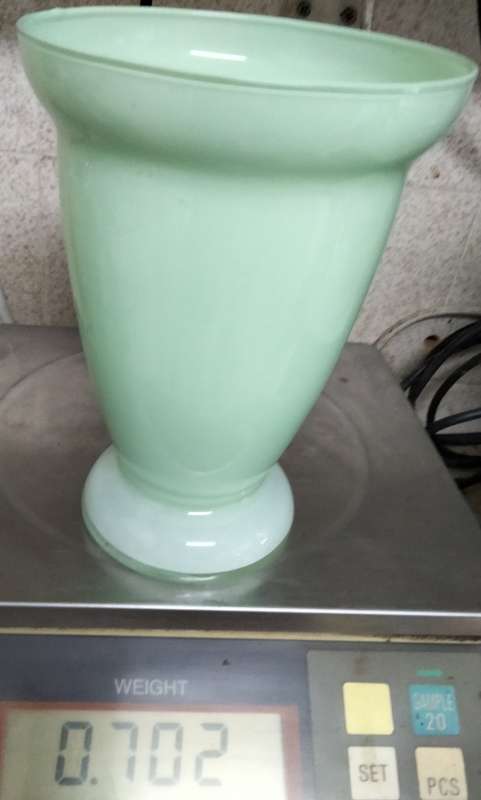 Vase Glass Green Top opening wide LOOK At My BUY NOW listings NO WAITING