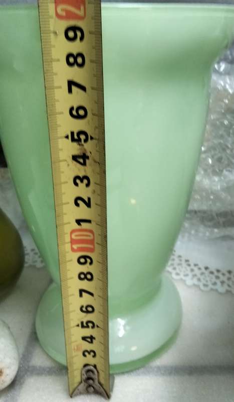 Vase Glass Green Top opening wide LOOK At My BUY NOW listings NO WAITING