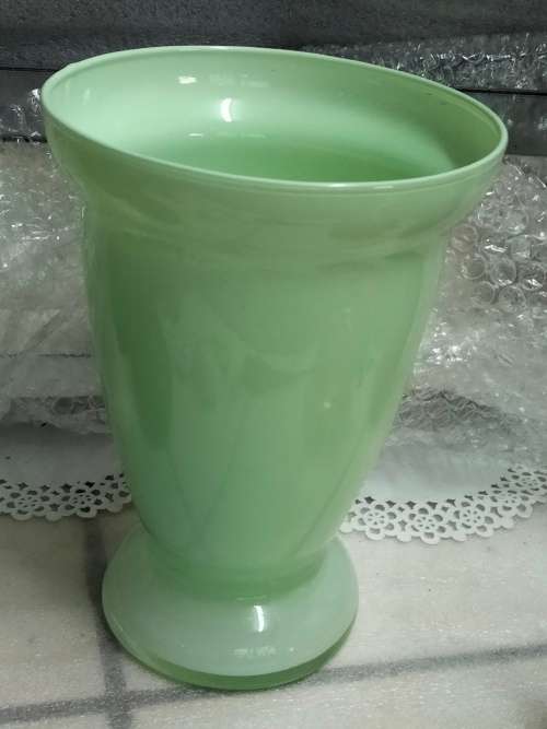 Vase Glass Green Top opening wide LOOK At My BUY NOW listings NO WAITING